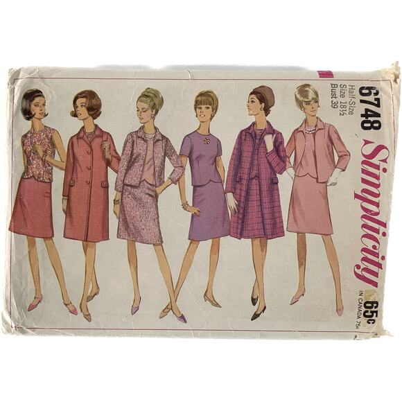 Vintage Sewing Pattern Simplicity 6748 Size 18.5 Women Jacket Only Incomplete - Picture 1 of 7